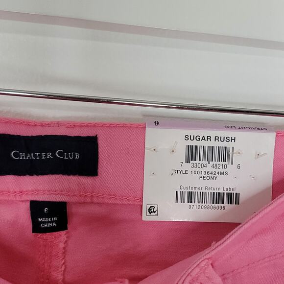 Charter Club Straight Leg Jeans 6 Pink Crop Pants Button Fly - Picture 5 of 7
